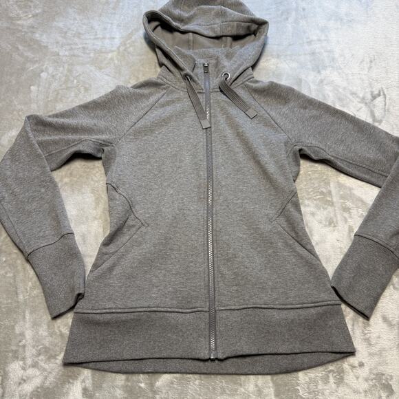 Athleta Triumph Hoodie Full Zip Sweatshirt Womens Workout Running XS Gray - Picture 3 of 11
